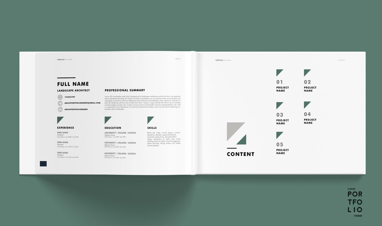 Landscape Architecture Portfolio Template 1